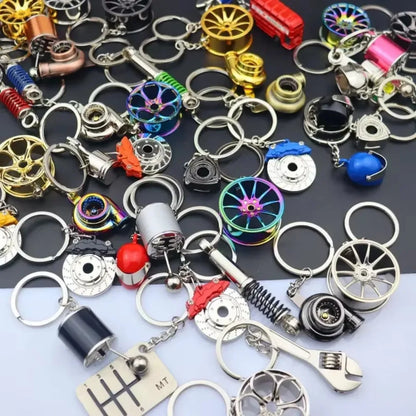 Creative Mini Auto Parts Car Wheel Keychain Auto Enthusiast Metal Keyring Accessories Key Ring Chain for Men Woman Lover Gift
