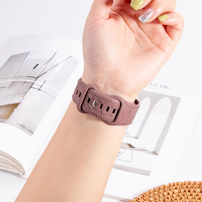 Flower Engraved Strap For Apple Watch Band 44mm 45mm 41mm 40mm 49mm 46mm 42mm Bracelet iwatch Series 11 10 SE 9 8 7 6 5 Ultra 2