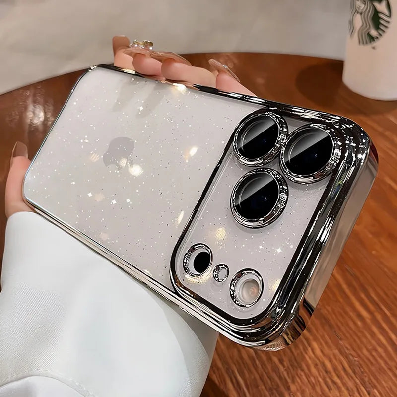 For iPhone 17 Air 17 Pro Max Luxury Case New Camera Protector Glitter Bling Clear PC Cover for iPhone 13 12 11 14 15 16 Pro Max
