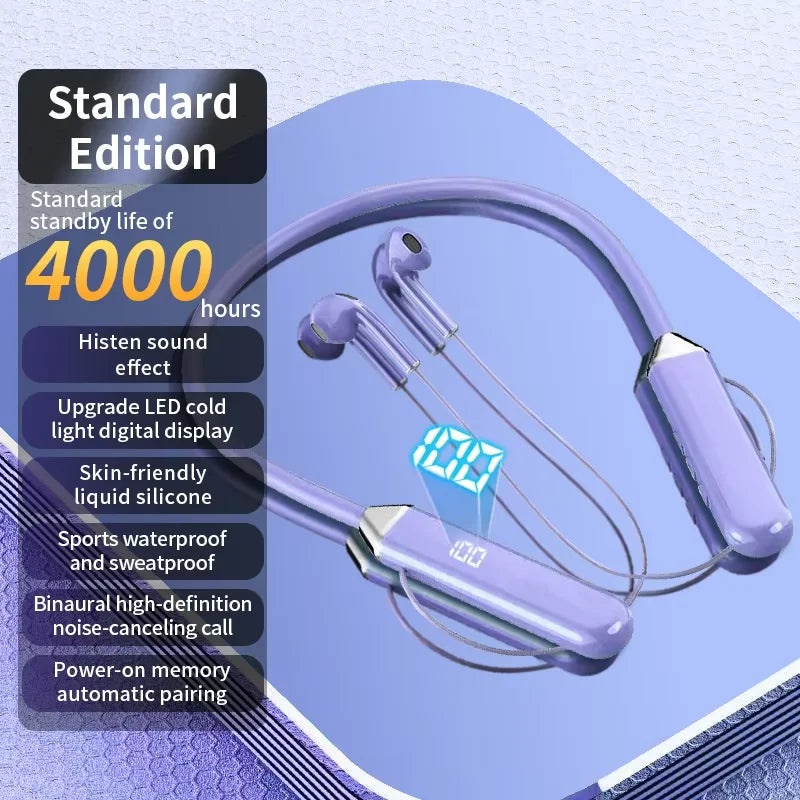 New Sport Neckband Earphone Wireless Headphone audífonos bluetooth inalámbrico Gaming LED Display ear buds for xiaomi huawei