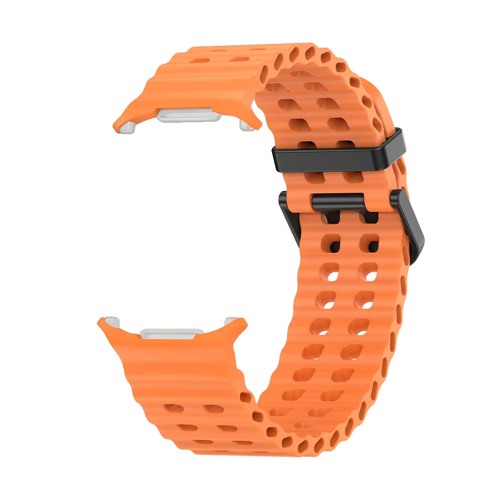 NEW Marine Silicone Strap For Samsung watch ultra 47mm Bracelet No Gaps Sport two-tone Band for Galaxy 7 ultra watchband straps