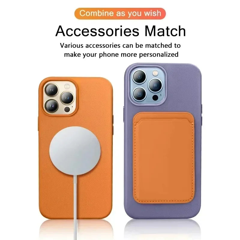Luxury MagSafe Case for Apple iPhone 16 Pro Max 13 12 14 15 Plus PU Leather Official Style MacSafe Magnetic i Phone Cover Etui