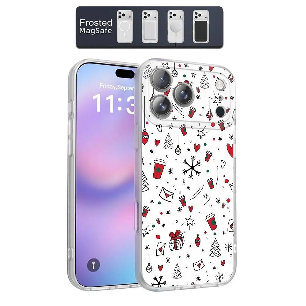 Merry Christmas Tree Cat Phone Case For iPhone 17,16,15,14,13,12,11,Pro,Max,Plus,E,Air,Mini Magnetic Magsafe Frosted Clear