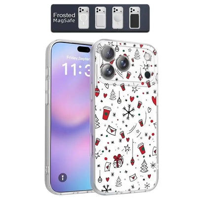 Merry Christmas Tree Cat Phone Case For iPhone 17,16,15,14,13,12,11,Pro,Max,Plus,E,Air,Mini Magnetic Magsafe Frosted Clear