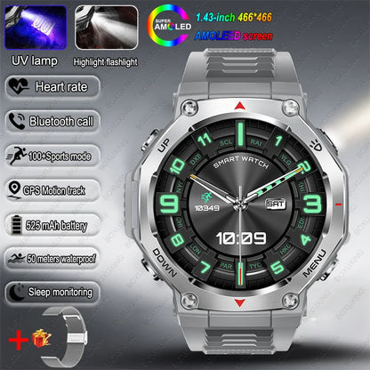 2026 New T-Rex 3 Military Grade Sports Smart Watch GPS Motion Track 5 ATM Waterproof Heart Rate HD Bluetooth Call Smartwatch Men