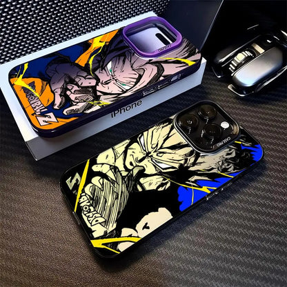 Japan Anime DBZ Cool Case for Apple iPhone 16 15 11 13 14 Pro Max 12 16ProMax 15Pro Matte Lens Protect Plating Phone Cover