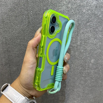 Premium Macaroon Shockproof Case for IPhone 17Air 16 15 14 Plus 13 12 11 Pro Max for Mag-safe Magnetic Transparent Lanyard Cover
