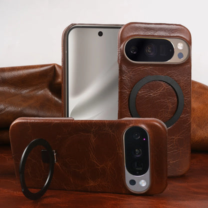 Foldable Bracket Stand Genuine Leather Phone Case For Google Pixel 10 Pro 9pro 9A 8pro 7pro 6 6A Kickstand Protective Back Shell