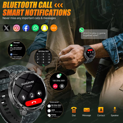 2026 New T-Rex 3 Ultra 1100mAh Military Smart Watch Men 5ATM Waterproof 1.7" AMOLED Screen Bluetooth Call Compass LED Flashlight
