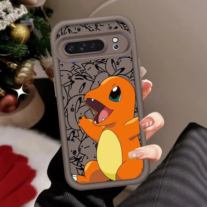 P-Pokemones Cute Anime For Google Pixel 9 8A 8 7 7A Pro XL 5G Eye Ladder Phone Case Soft TPU Shockproof Cover
