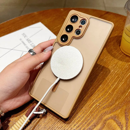 New Matte Translucent With Lanyard Shockproof Magnetic Cover for Samsung Galaxy S25 Edge S24 S23 Ultra Plus S24FE Magsafe Case