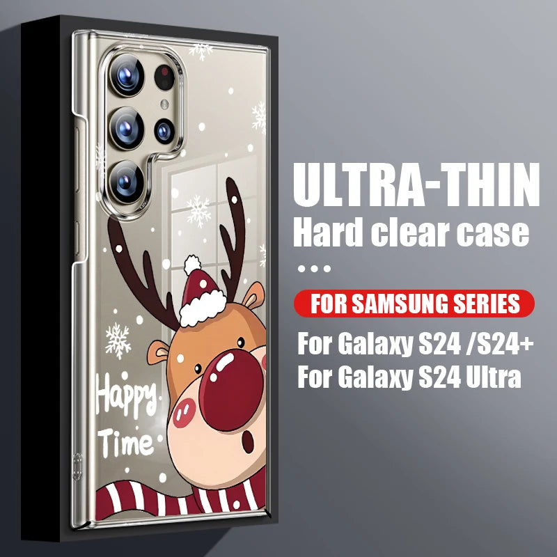 Santa Claus Print Phone Case For Samsung Galaxy A56 A16 A55 A36 A26 A15 5G S25 Edge S24 S21 FE S23 S22 Ultra Plus Clear PC Cover