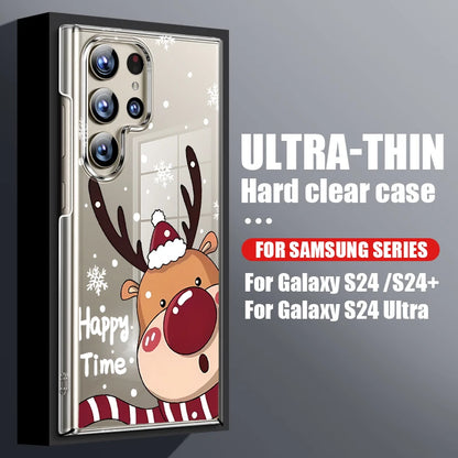 Santa Claus Print Phone Case For Samsung Galaxy A56 A16 A55 A36 A26 A15 5G S25 Edge S24 S21 FE S23 S22 Ultra Plus Clear PC Cover