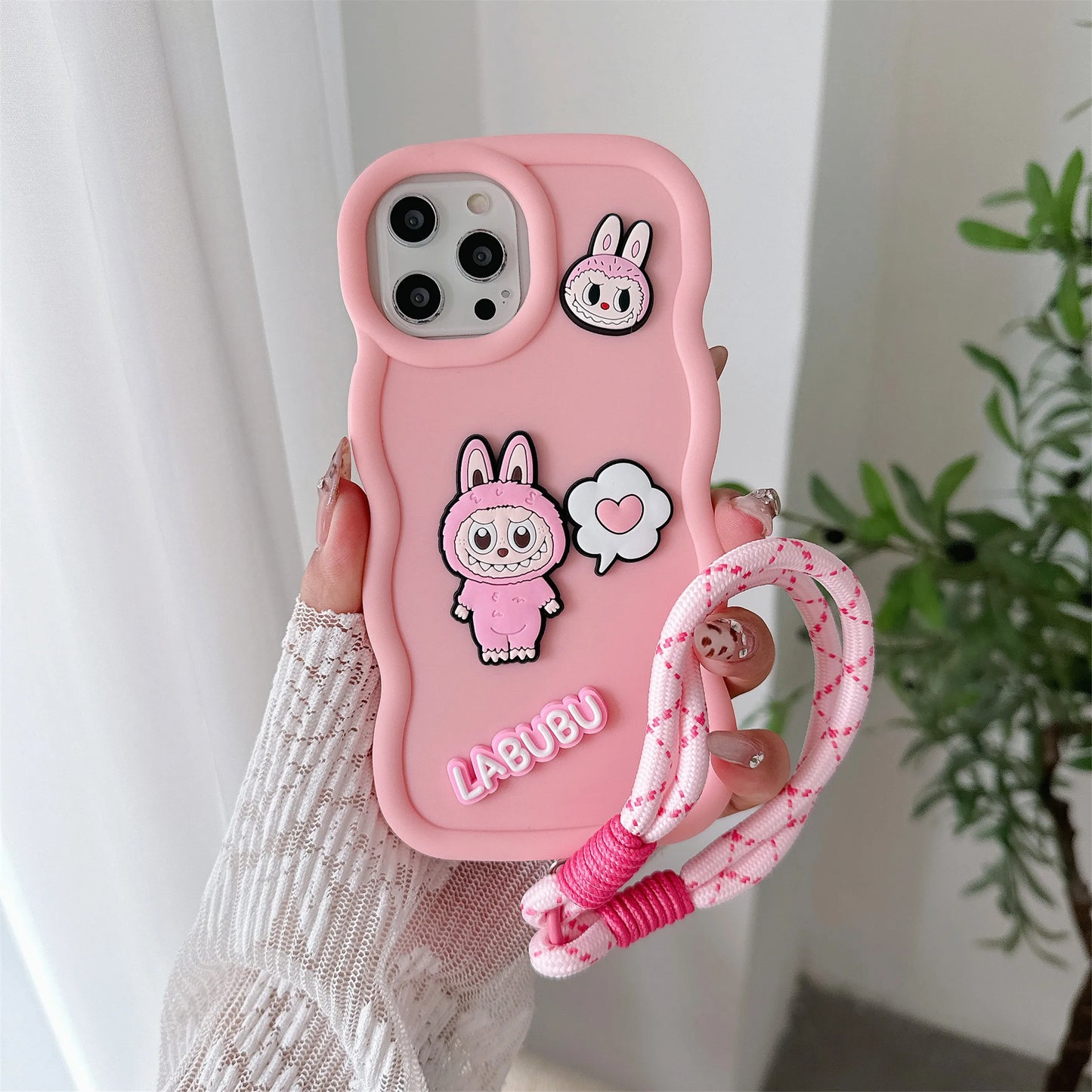 Cartoon Wrist Strap Phone Case for IPhone 17 Air 16 15 14 13 12 11 Pro Max XS X  XR 7 8 Plus Silicone Soft  Protective Cover
