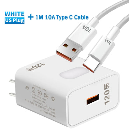 USB QC3.0 GaN Charger 120W Fast Charging Wall Charger EU/US Plug Quick Charge Mobile Phone Adapter for iPhone 16 Xiaomi Samsung