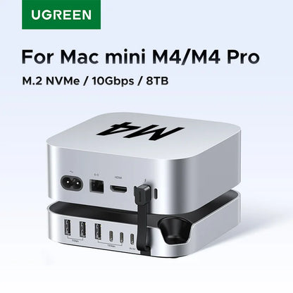 UGREEN USB HUB Docking Station for Mac Mini M4 M4 Pro M.2 NVMe SSD 8TB Max 10Gbps USB-A&C Ports SD&TF 170MB/s USB Splitter Dock