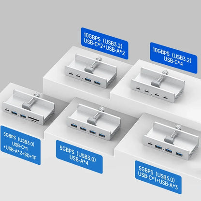 10Gbps USB HUB Clamp USB3.2/3.0/2.0 Splitter Adapter External Multi Clip Dock For iMac Macbook Lenovo Desktop PC Accessories