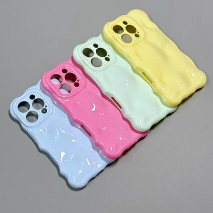 Fashion Meteorite Wave Bubble Silicone Phone Case For iPhone 16 15 Plus 14 13 12 11 Pro Max Luxury Wavy Candy Shockproof Cover