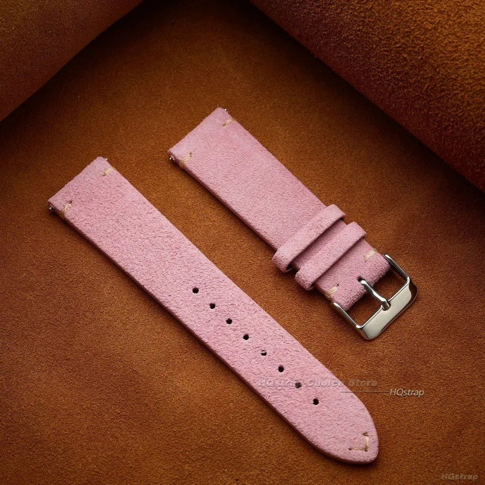 Quick Release Soft Suede Strap 22mm 18mm 20mm for Samsung Watch6 5/4/3 Calfskin Bracelet for Women Men Wristband Hand Sewn Band