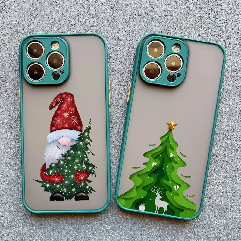 Merry Christmas Tree Santa Claus Phone Case For iPhone 16 15 14 13 12 11 Pro Max Mini X XS XR SE 7 Plus Shockproof Cover Fundas
