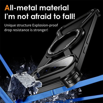 Metal Frame MagSafe 360° Magnetic Holder Phone Case For Google Pixel 8 9 Pro XL 9Pro Fold Aluminum Alloy Wireless Charging Cover