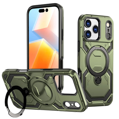 Luxury For Magsafe Wireless Charging Magnetic Armor Case For iPhone 17 Air 16E 16 15 14 13 12 11 Pro Max Plus Ring Stand Cover