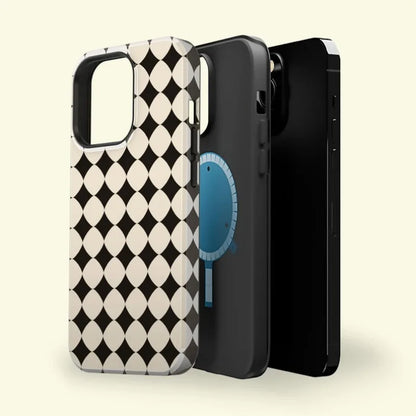 Diamond Patterned Black Cream  Case For IPHONE 16ProMax 15 14 13 12 11 PRO Plus Acrylic TPU Two in one Magnetic Phone Cases