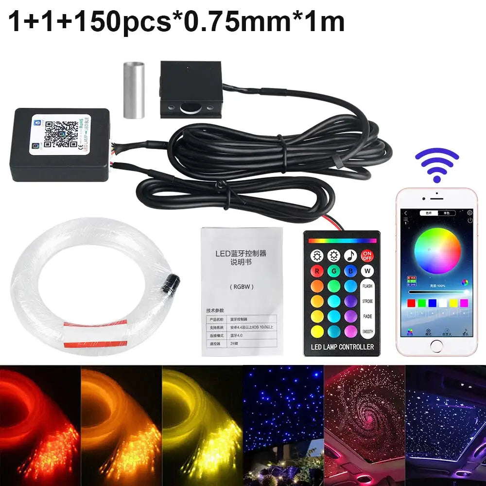RGBW 1/2/4/6/8 split machine 2400x household car roof starry sky light kit roof fiber optic ceiling
