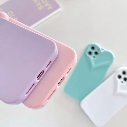 Love Heart Protect Lens Phone Cases For IPhone 16 15 14 13 12 11 Pro Xs Max XR 7 8 Plus SE2/SE3 TPU Shockproof Back Cover
