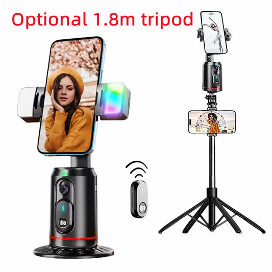 FANGTUOSI 360° Rotation Gimbal Stabilizer tripod Selfie Stick Desktop Face Tracking With Bluetooth Remote Shutter Light Holder