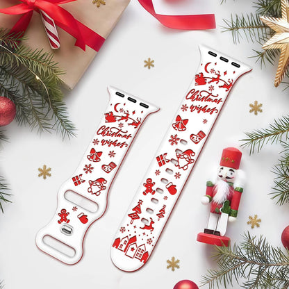 Christmas Band for Apple Watch Ultra 3/2/1/ Series 11/10/9/8/7/6/5/SE New design Engraved silicone 40/41/42/44/45/46/49mm strap