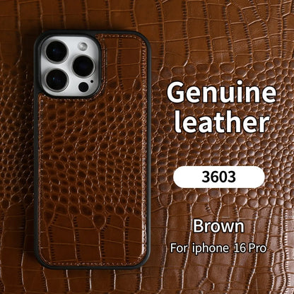 Premium Crocodile Pattern Genuine Leather Case For iPhone 16 Pro Max 15 14 13 12 11 XR Cowhide Back Cover Shell Protective Capa