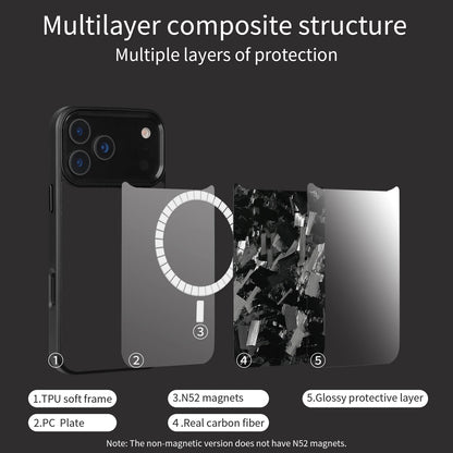 Forged Carbon Fiber Case for iPhone 17 17Air 17Pro 17 Pro Max with Magsafe and Metal Camera Lens /Buttons Anti-drop Phone Cover