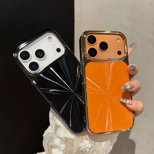 Luxury Laser Texture Plating Phone Case for iPhone 14 15 16 Plus 17 AIR 13 12 11 16 17 Pro Max Shockproof Protector Cover