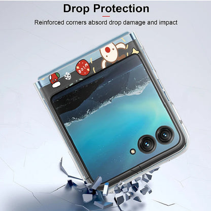 Christmas Pattern Clear Phone Case For Motorola Razr 50 40 Ultra Razr40 Razr50 Shockproof Bumper Transparent Folding Hard Cover