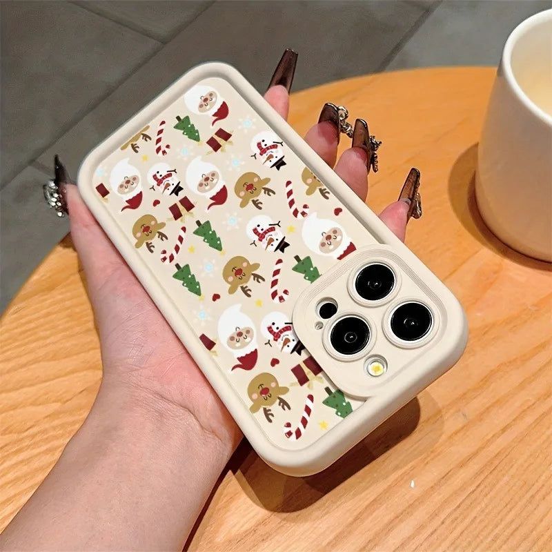 Santa Claus Reindeer And Snowman Phone Case For iPhone 17 16 Pro Max 15 14 13 12 11 XS XR 7 8 Plus 16E Shockproof Soft TPU Cover