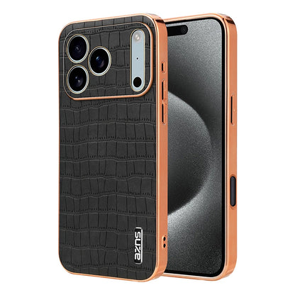 for iPhone 17 Pro Max 17 Pro Air Case 3D Crocodile Texture PU Leather Plating Bumper Full Camera Protector Soft Cover Shell
