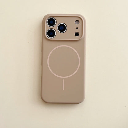 Desert Gold liquid silicone magnetic charging phone case for iPhone 17 16 15 14 13 12 Pro Max Air fine hole magsafe soft cover