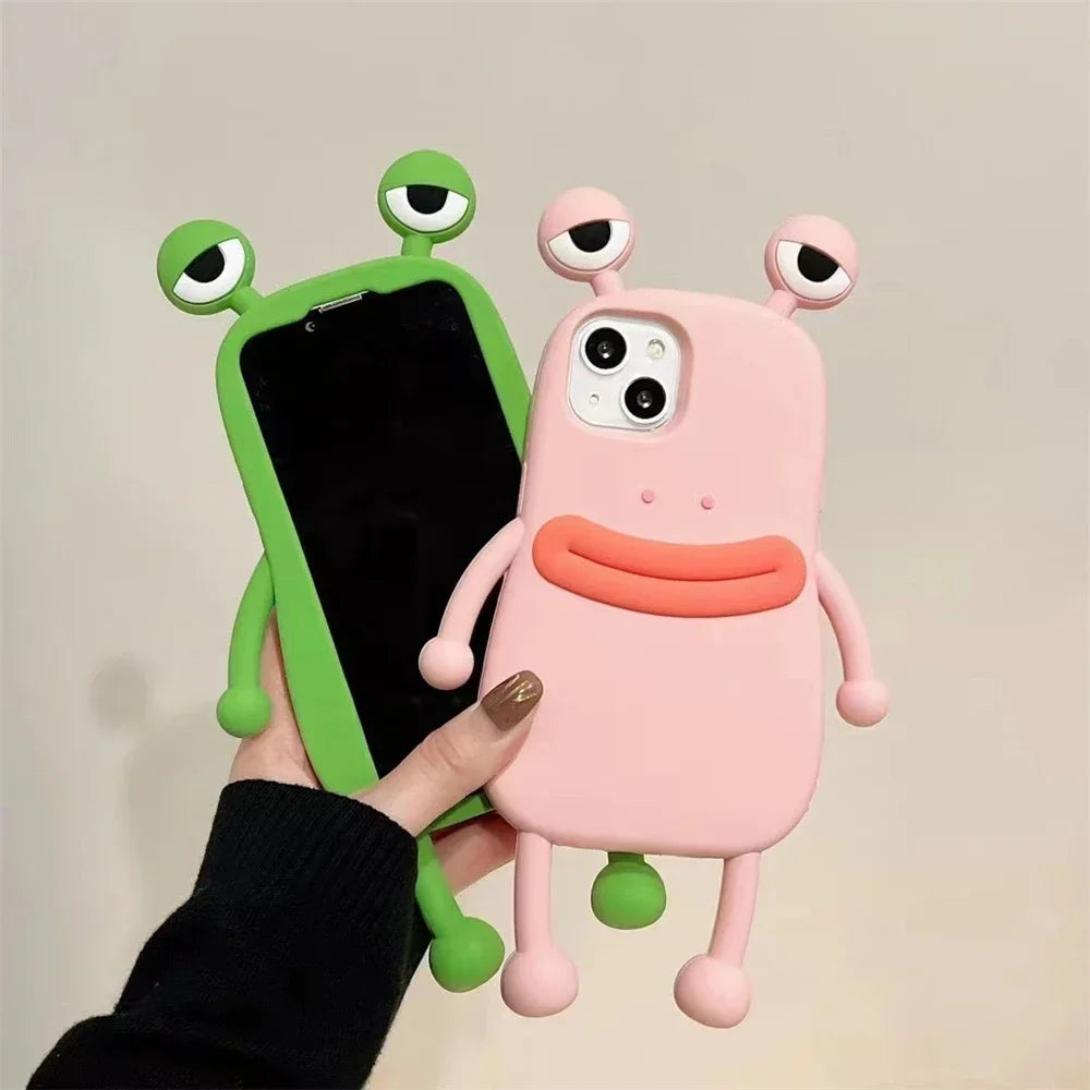 Super Cute 3D Long Legs Sausage Mouth Frog Silicon Case For iphone 15Pro Max 11 12 13 14Pro Xs Xr 7 8Plus X Soft Cover