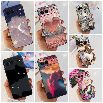 For Cover Google Pixel 6 Case Cute Cat Cartoon Bumper Back Shockproof Soft TPU Case For Google Pixel 6A 6PRO Pixel 6 Phone Cases