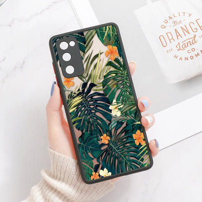 Green Leaves Matte Case For Samsung A55 A54 5G A53 A52 A35 A34 A33 A32 4G A13 A05 S24 Ultra S23 S22 Plus S21 FE S20 Soft Cover