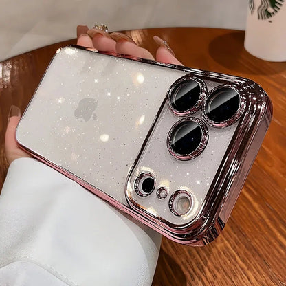 For iPhone 17 Air 17 Pro Max Luxury Case New Camera Protector Glitter Bling Clear PC Cover for iPhone 13 12 11 14 15 16 Pro Max