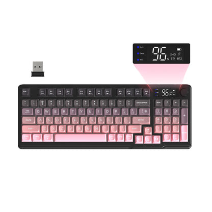 ZIYOU LANG Wireless Gaming Keyboard with Display Screen & Knob, Bluetooth/2.4GHz Quiet Membrane Keyboard, 3000mAh Rechargeable