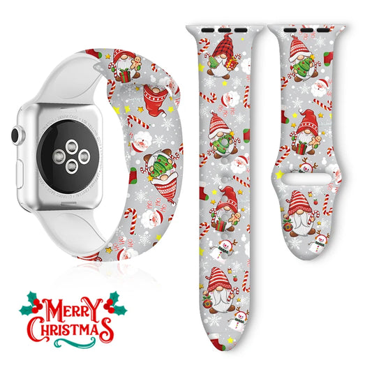 Christmas Series Print Silicone Strap for Apple Watch 10 9 8 Band Replaceable Bracelet for iWatch 46mm 44mm 42mm 41mm Watchbband