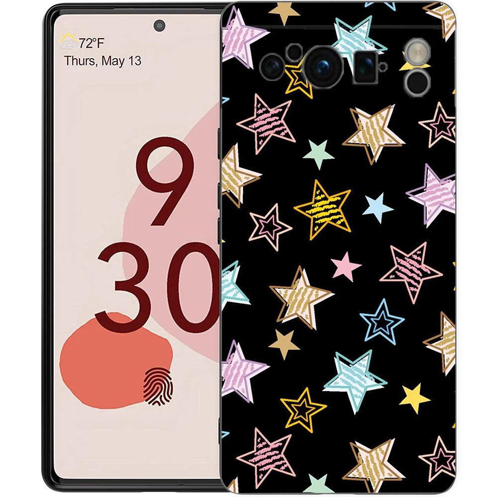 Star Art Phone Case For Google pixel 9 8 7 6 Pro 8A 6A 7A 5G Silicone Shockproof Black Cover Fundas