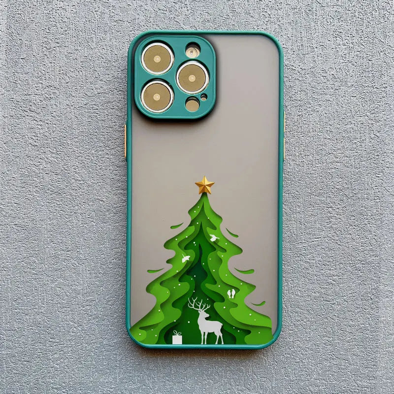 Merry Christmas Tree Santa Claus Phone Case For iPhone 16 15 14 13 12 11 Pro Max Mini X XS XR SE 7 Plus Shockproof Cover Fundas