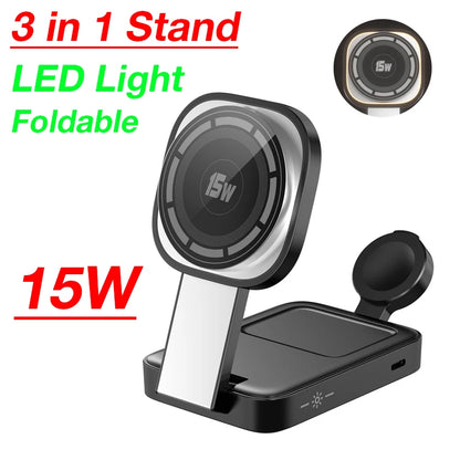 200W 4 In 1 Wireless Charger Stand Induction Super Fast Charging For Magsafe iPhone 16 15 14 13 Pro Max Apple Watch Airpods Pro
