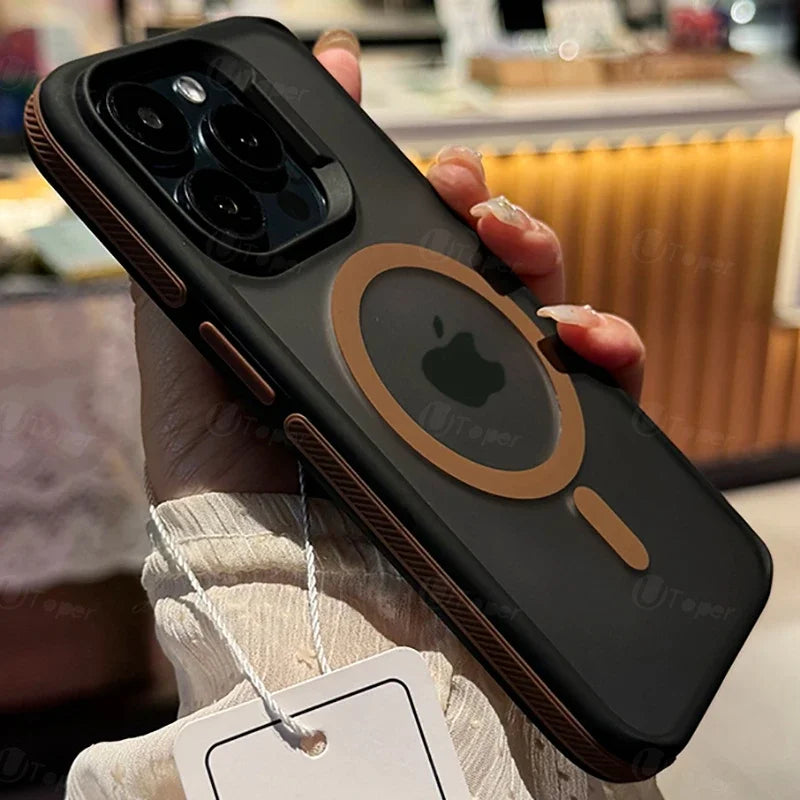 New Bicolor Matte Frosted Magnetic Phone Case For iPhone 16 15 14 Plus 13 12 11 Pro Max Translucent Shockproof Bumper Hard Cover - covers4phones