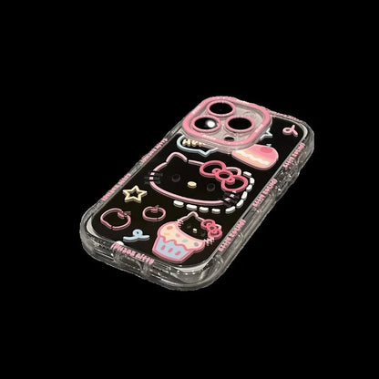 Cartoon Pink Kt Cat Phone Case Cute Mirror Highend Protective Cover Anti Fall Creative Cartoon Design Heat Dissipation New Model