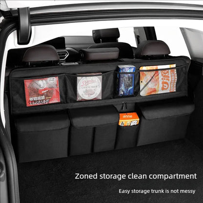 Car trunk storage bag SUV car seat back hanging bag Multi functional storage mesh bag Car interior storage items